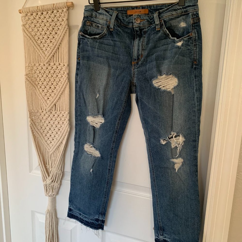 Light-Wash Cropped/Distressed Joe's Jeans